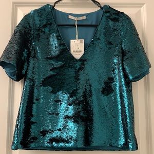 Emerald sequin top from Zara